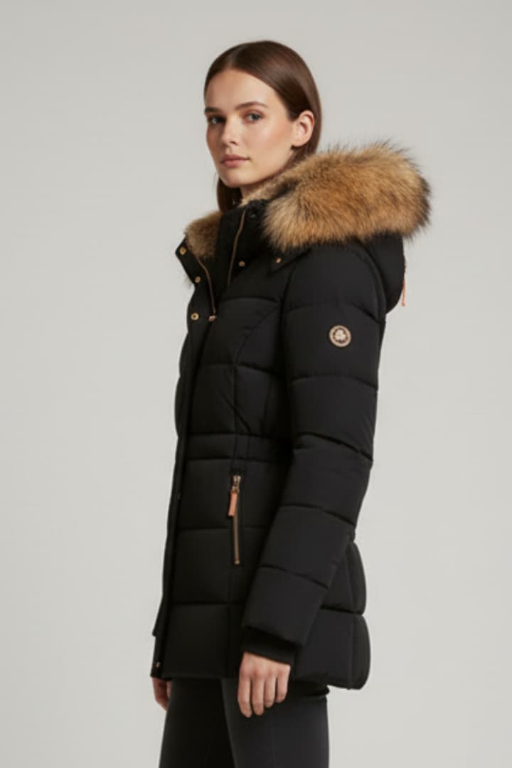 Women’s Winter Jacket with Hood and Faux Fur Lining