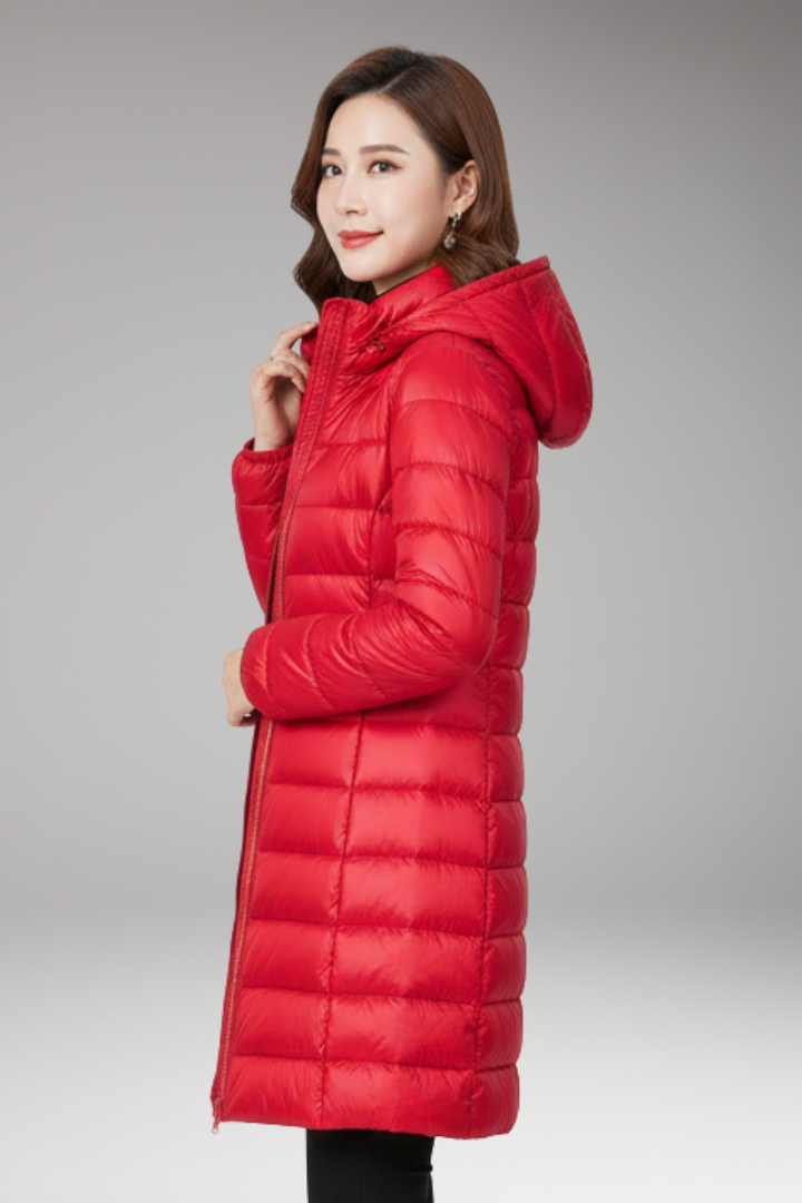 Women’s Winter Jacket with Hood and Quilted Hem