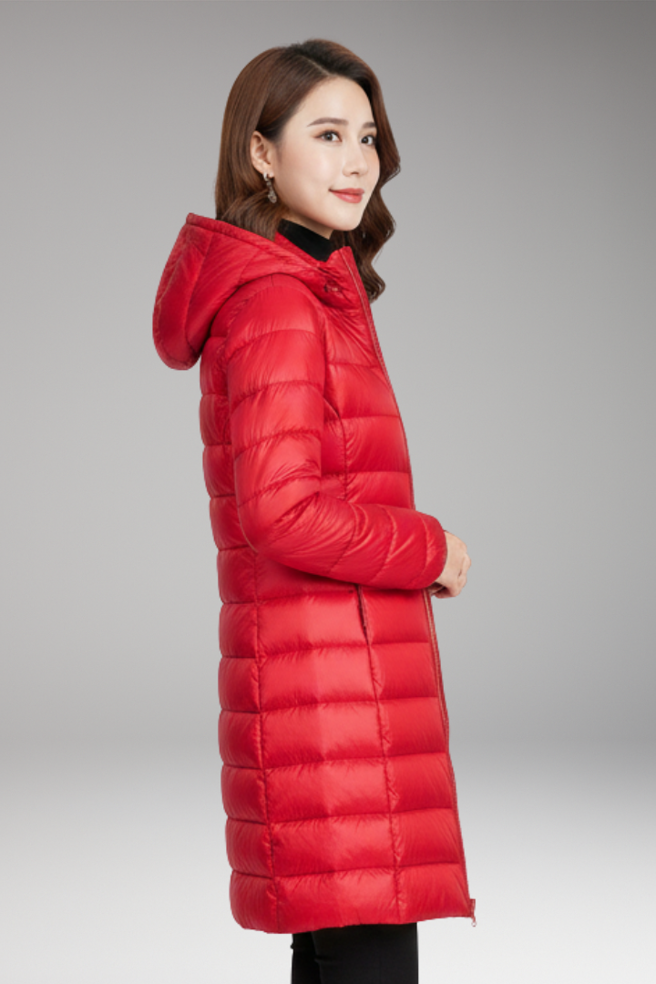 Women’s Winter Jacket with Hood and Quilted Hem