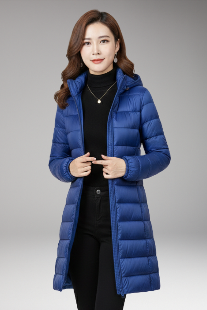 Women’s Winter Jacket with Hood and Quilted Hem