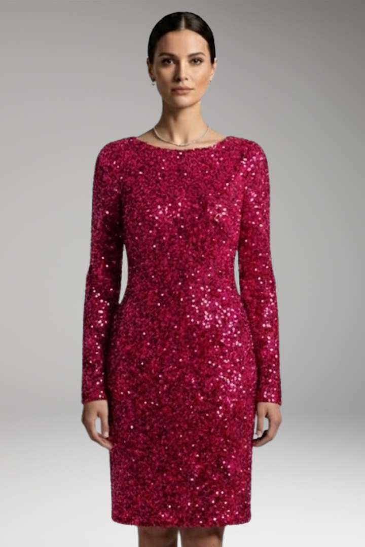 Women’s Winter Party Dress with Open Back and Deep V-Neck