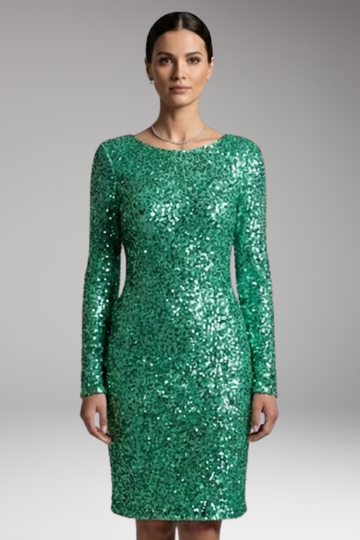 Women’s Winter Party Dress with Open Back and Deep V-Neck