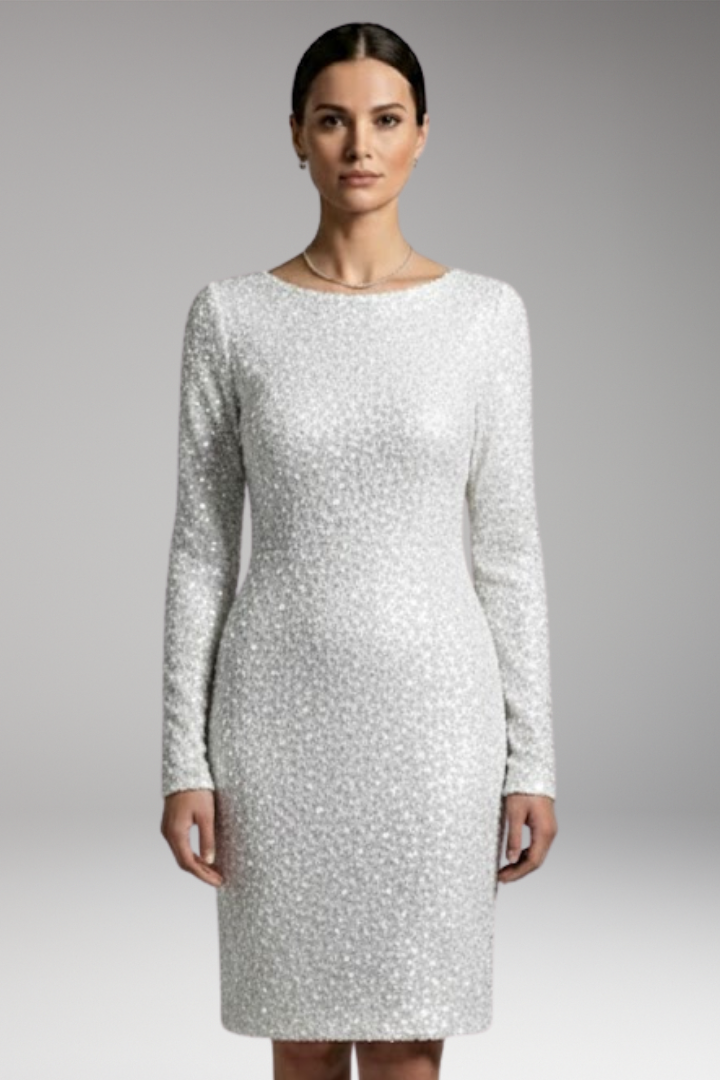 Women’s Winter Party Dress with Open Back and Deep V-Neck