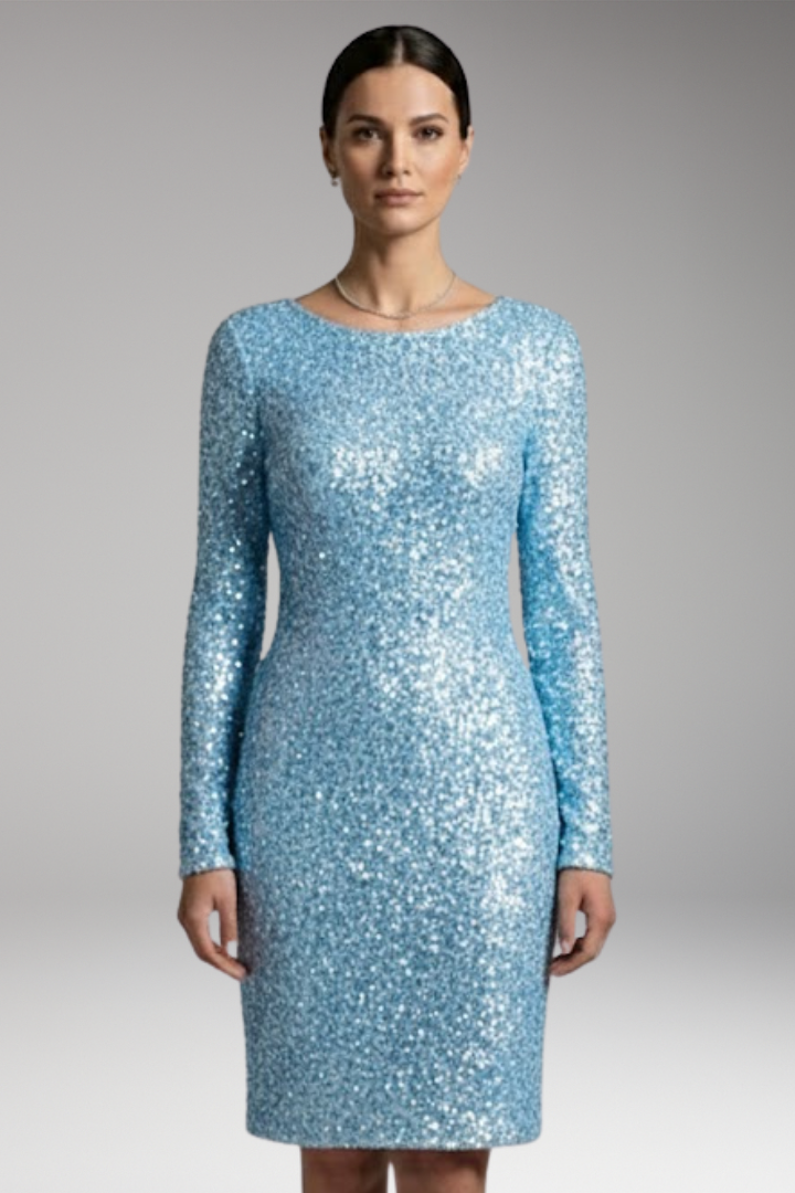 Women’s Winter Party Dress with Open Back and Deep V-Neck