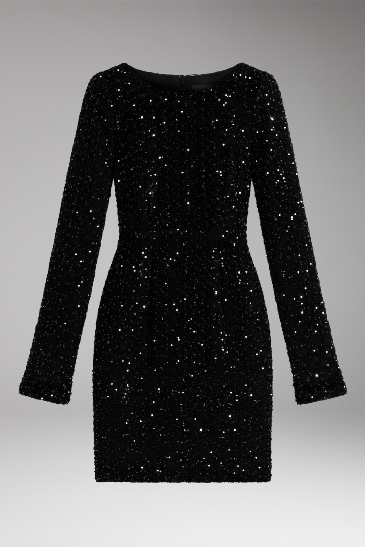 Women’s Winter Party Dress with Open Back and Deep V-Neck