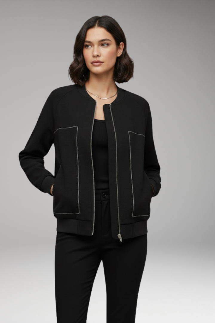 Women’s Zip-Up Bomber Jacket with Side Pockets