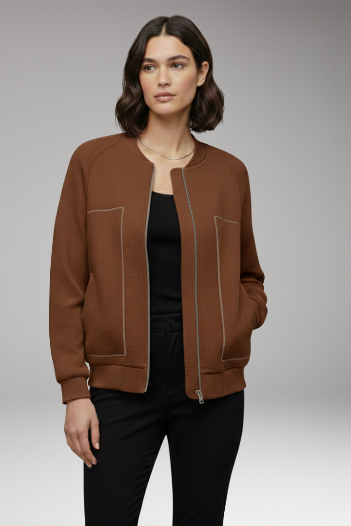 Women’s Zip-Up Bomber Jacket with Side Pockets