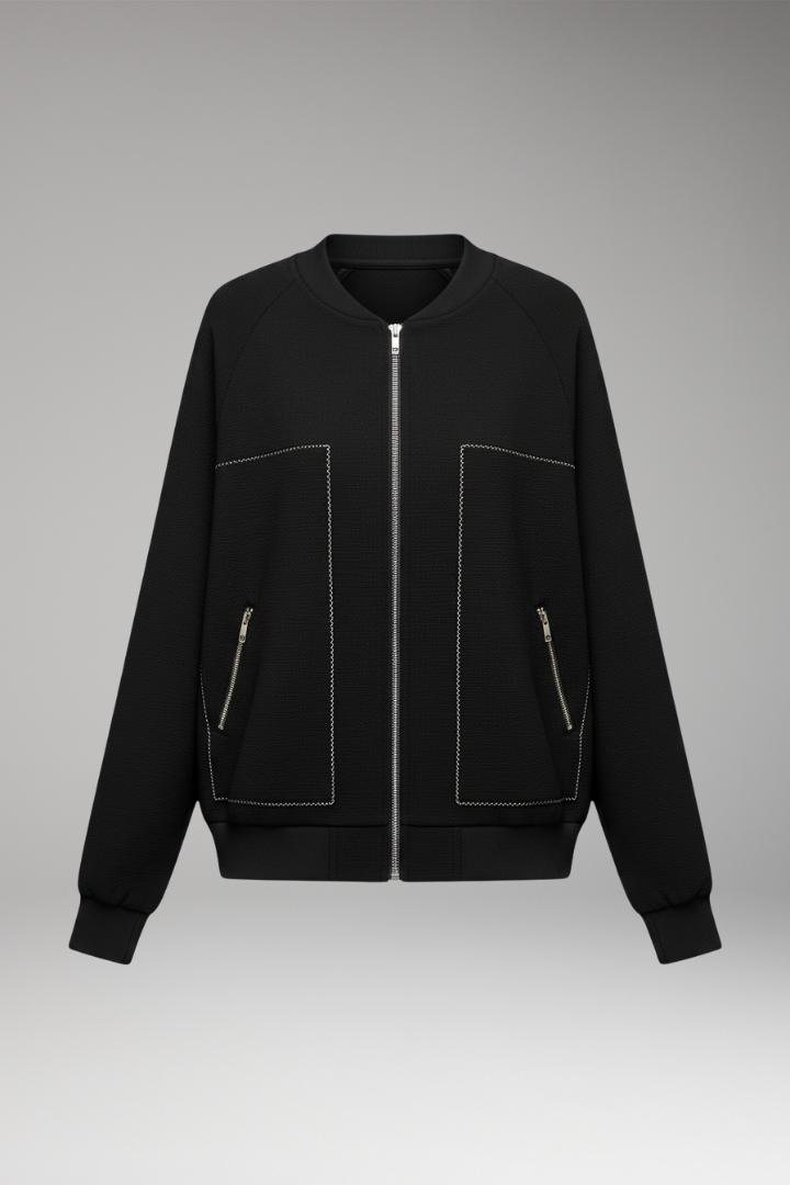 Women’s Zip-Up Bomber Jacket with Side Pockets