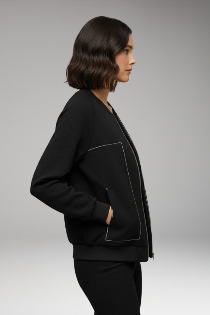 Women’s Zip-Up Bomber Jacket with Side Pockets