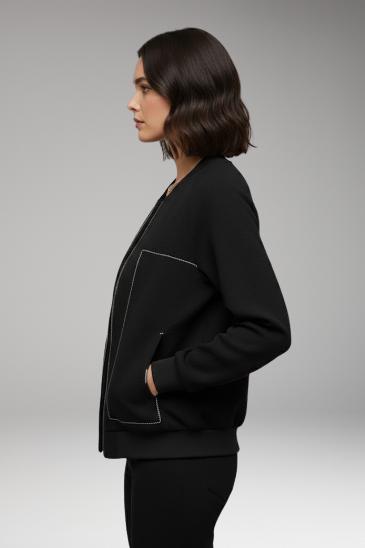 Women’s Zip-Up Bomber Jacket with Side Pockets