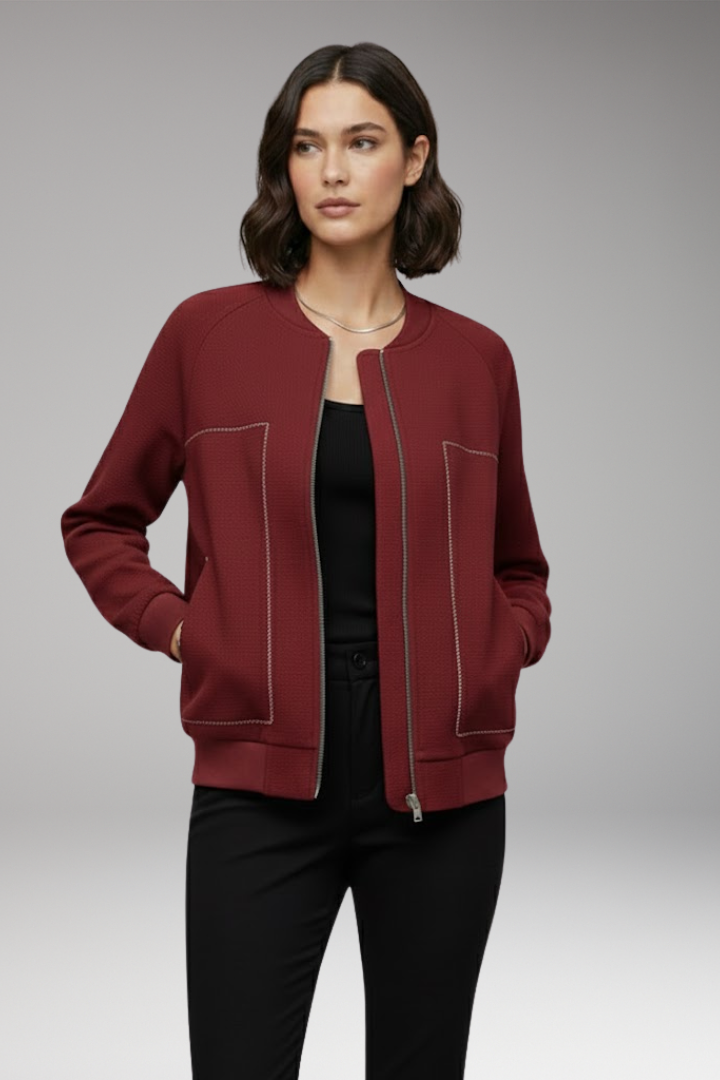 Women’s Zip-Up Bomber Jacket with Side Pockets