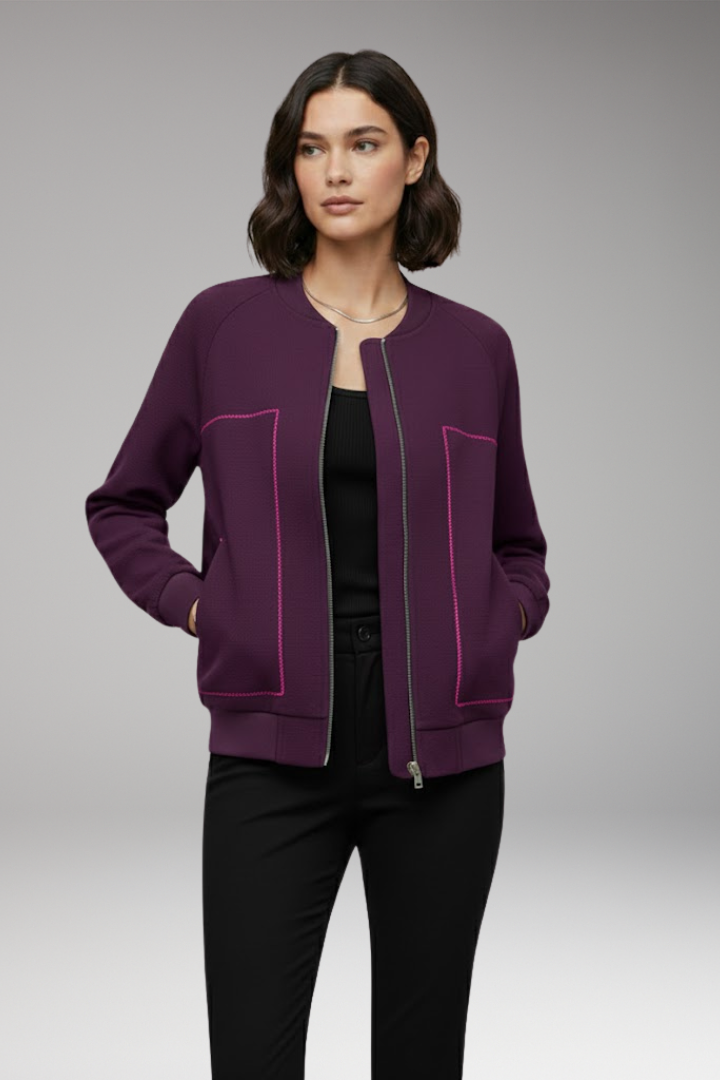 Women’s Zip-Up Bomber Jacket with Side Pockets