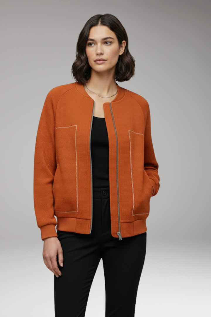 Women’s Zip-Up Bomber Jacket with Side Pockets