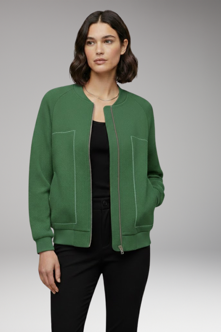 Women’s Zip-Up Bomber Jacket with Side Pockets