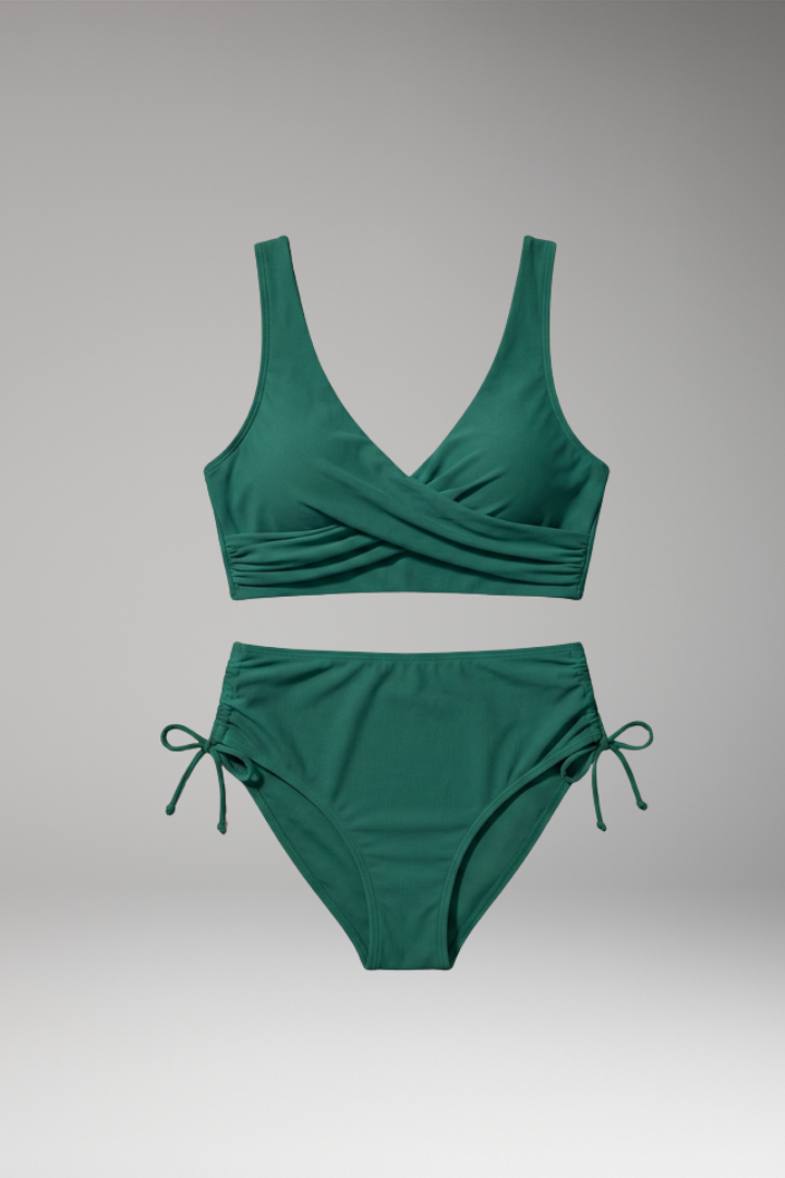 Women's Bikini Set with High-Waisted Bottoms and Tie-Side Details