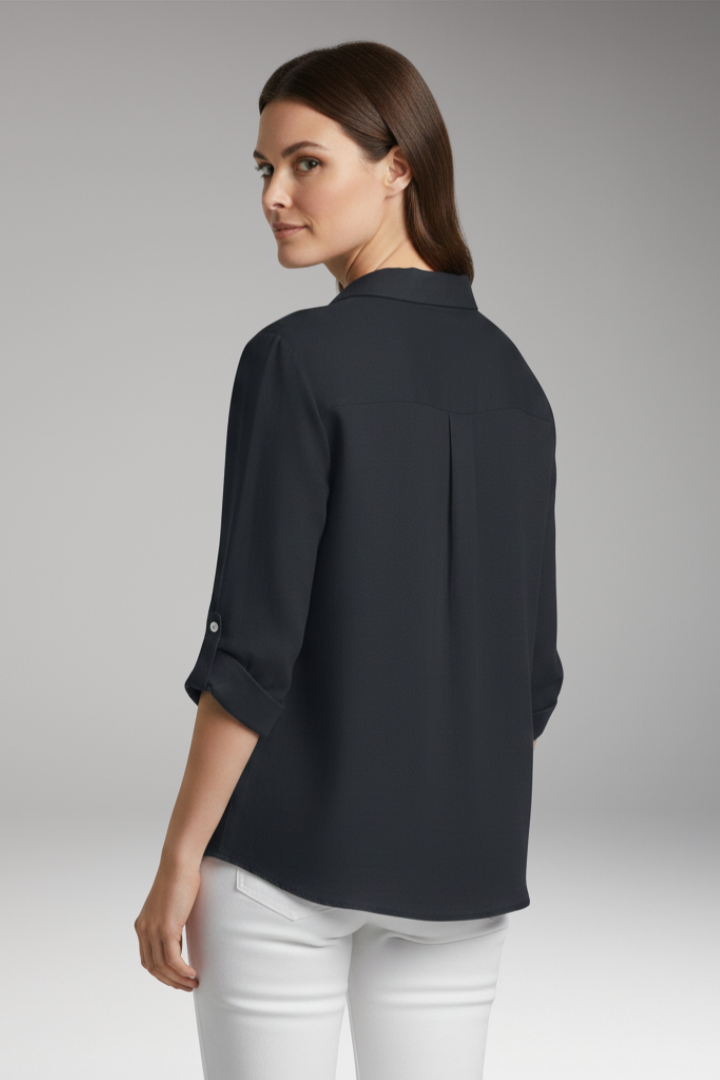 Women's Blouse with Classic Collar and Long Sleeves
