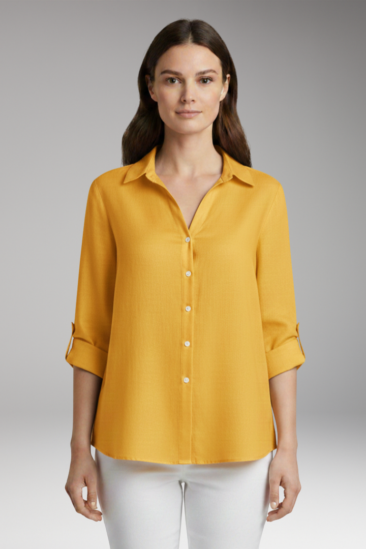 Women's Blouse with Classic Collar and Long Sleeves