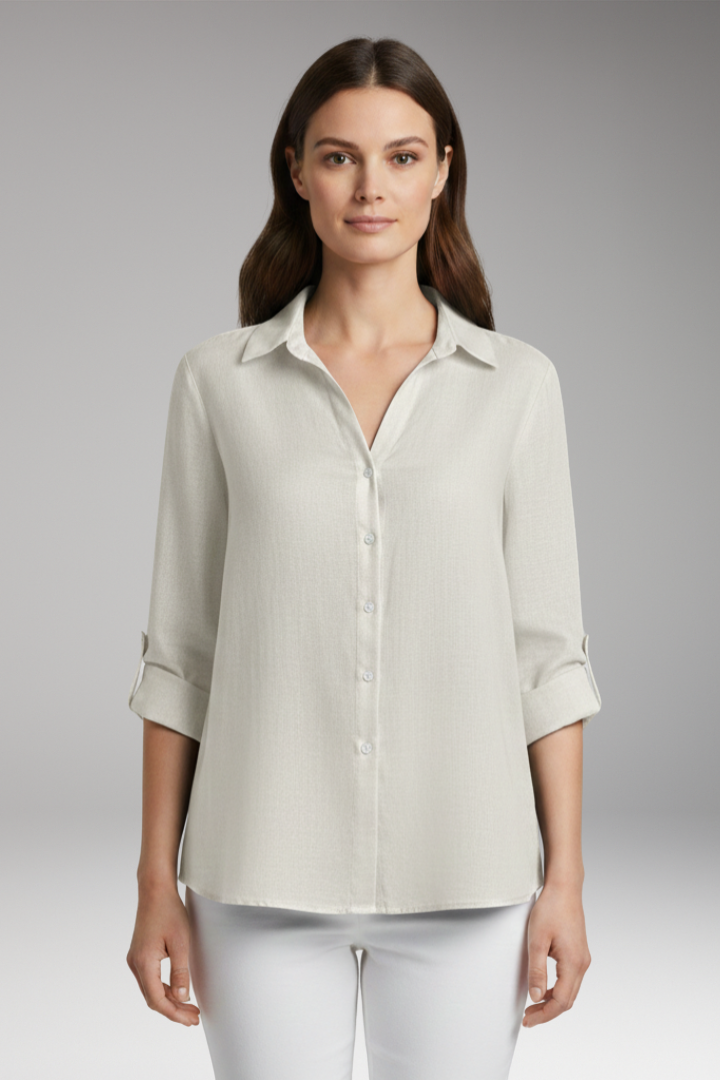 Women's Blouse with Classic Collar and Long Sleeves