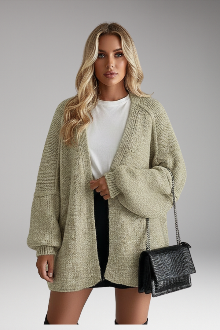 Women’s Cardigan with Open Front and Long Sleeves
