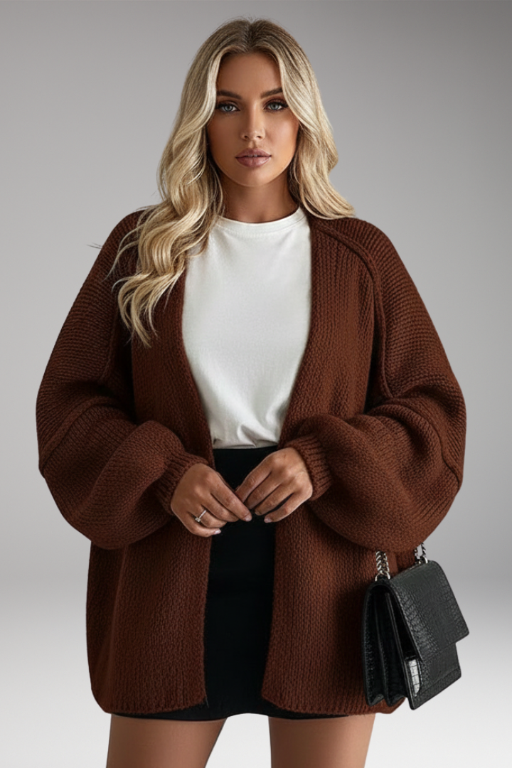 Women’s Cardigan with Open Front and Long Sleeves