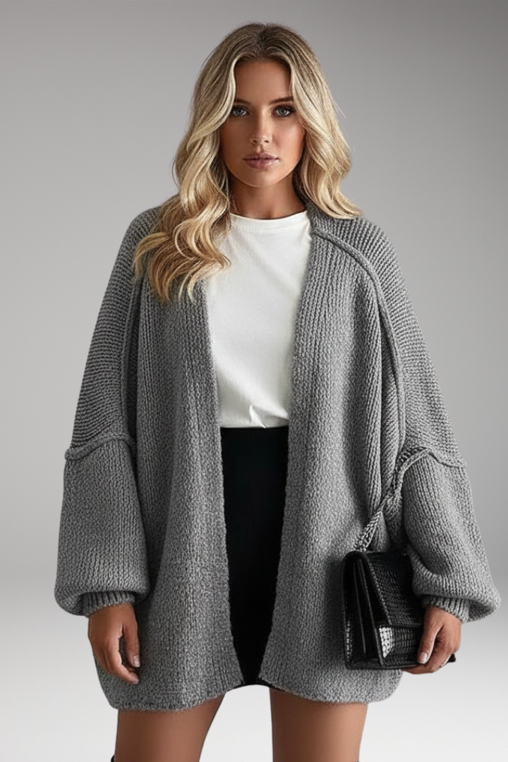 Women’s Cardigan with Open Front and Long Sleeves