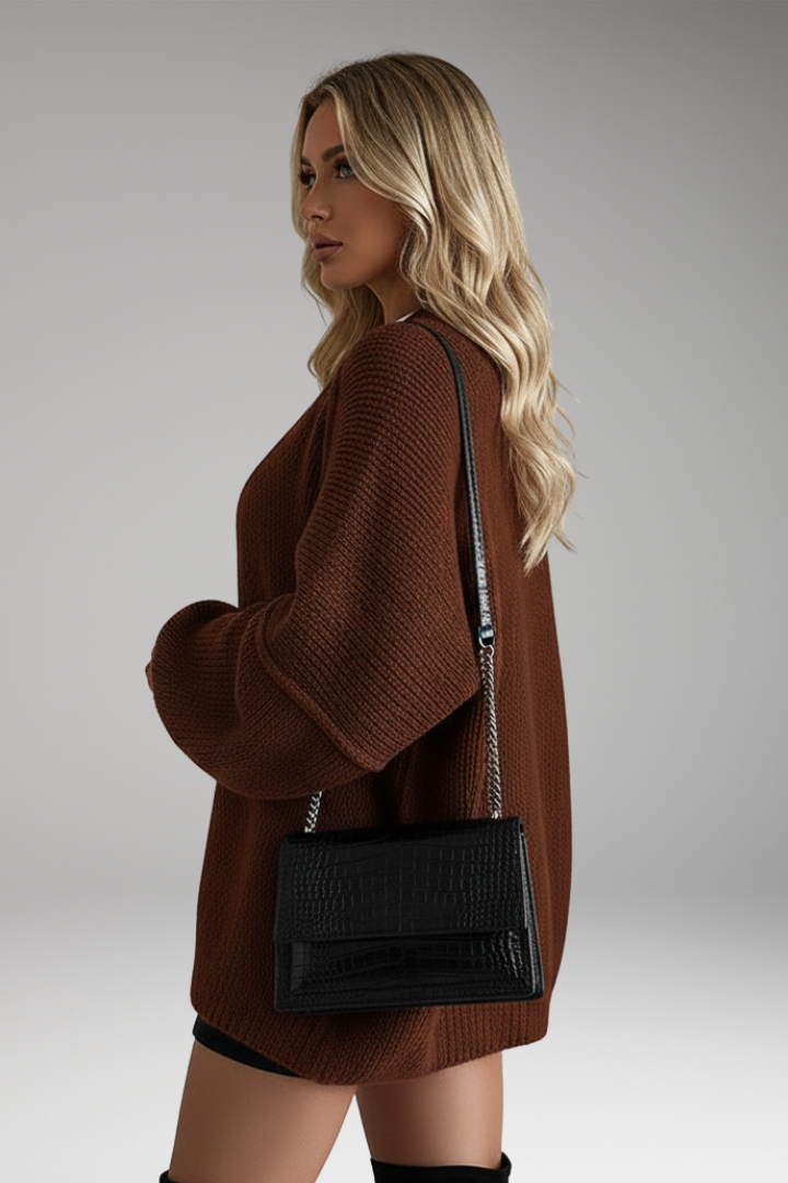 Women’s Cardigan with Open Front and Long Sleeves