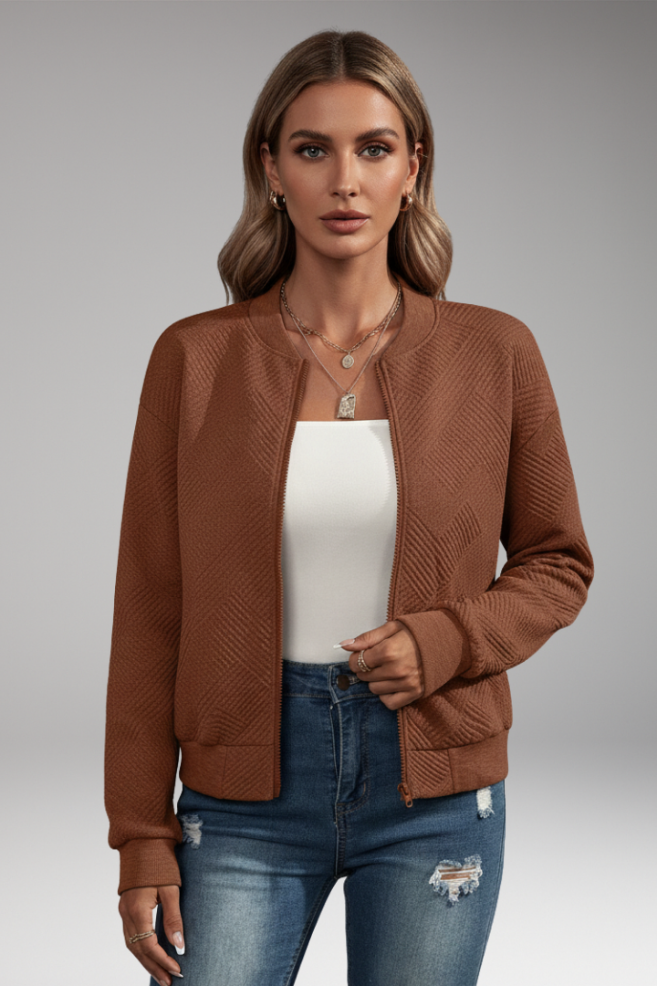 Women’s Cardigan with Zip Closure and Ribbed Hem