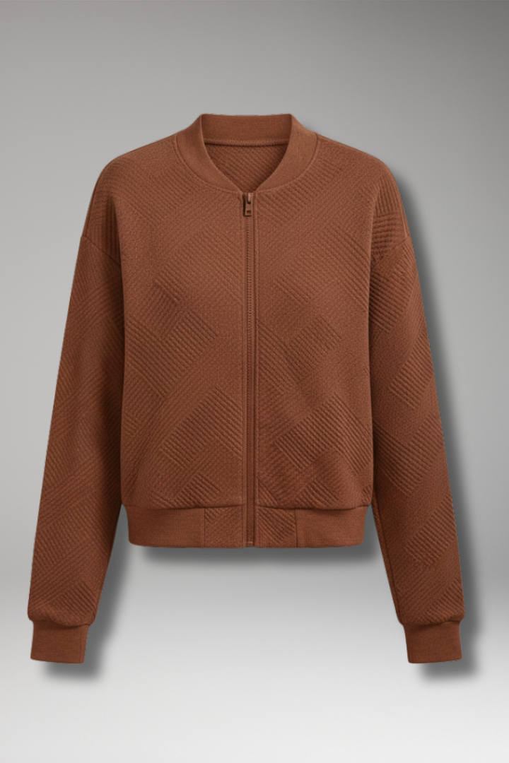 Women’s Cardigan with Zip Closure and Ribbed Hem