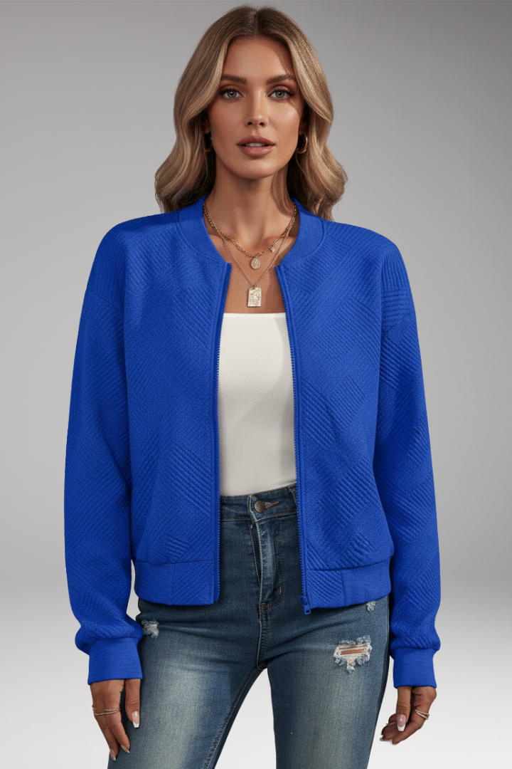 Women’s Cardigan with Zip Closure and Ribbed Hem