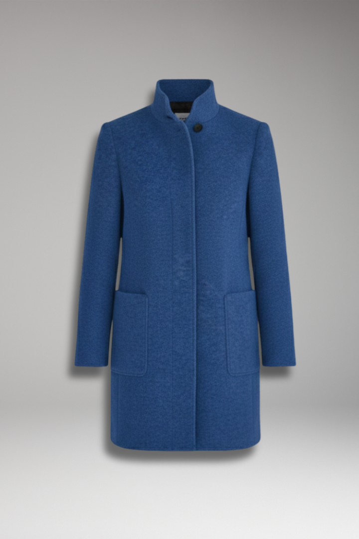 Women’s Coat with High Collar and Button Fastening