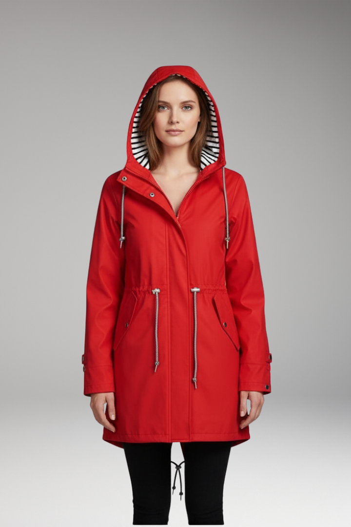 Women’s Hooded Jacket with Zip Front and Drawstring Waist