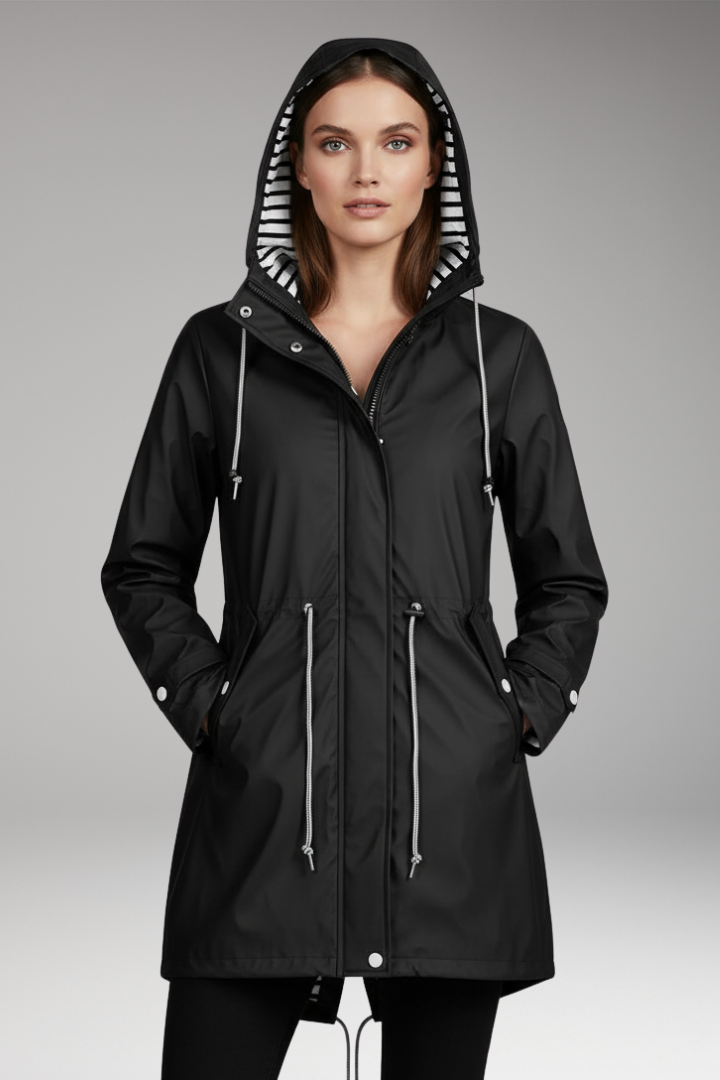 Women’s Hooded Jacket with Zip Front and Drawstring Waist