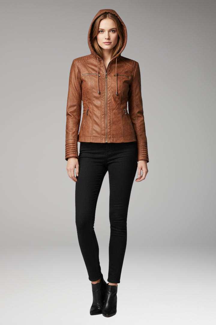 Women’s Jacket with Hood and Front Zip Closure