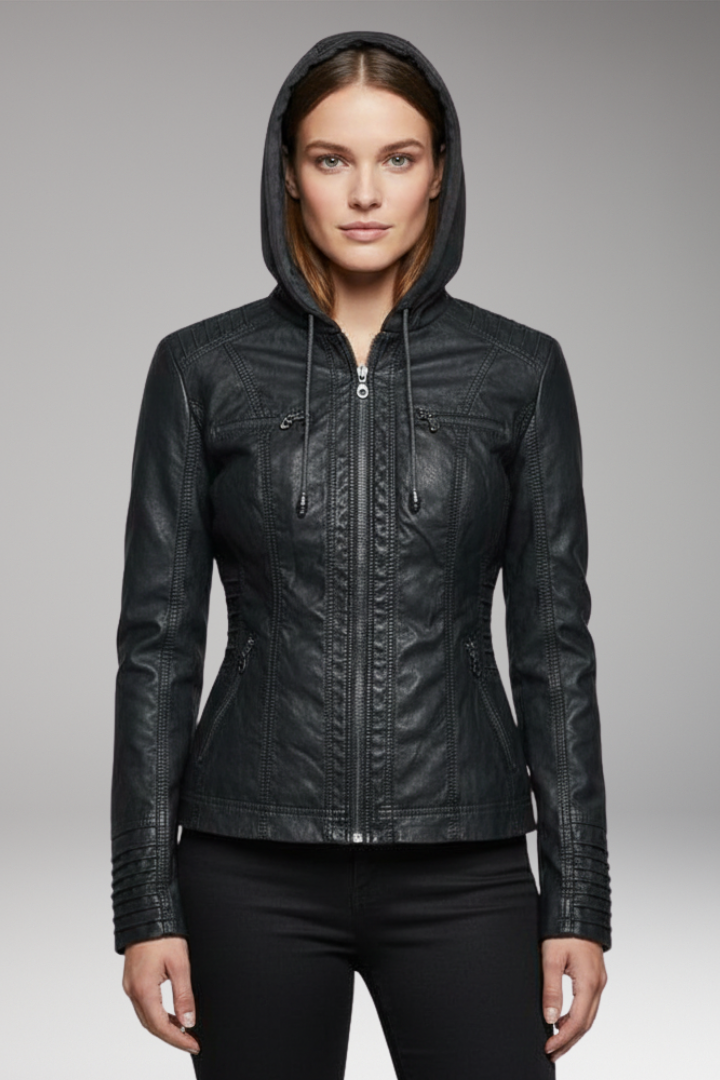 Women’s Jacket with Hood and Front Zip Closure