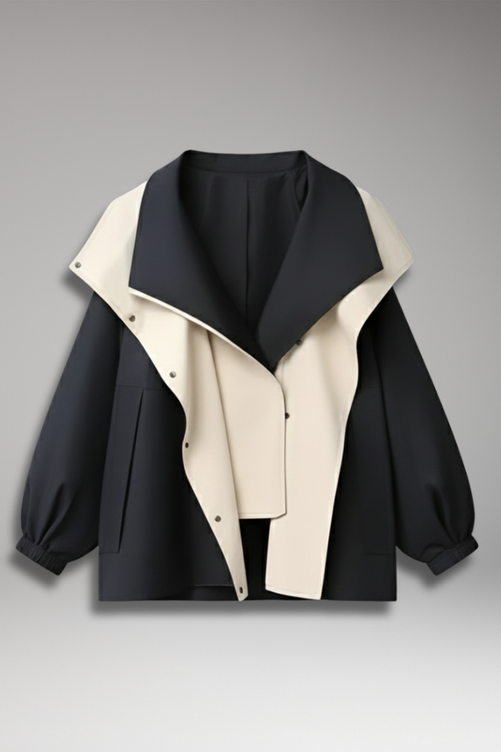 Women’s Jacket with Layered Hood and Drawstring Cuffs