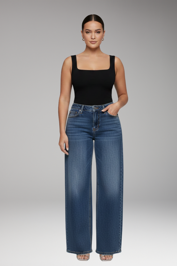 Women’s Jeans with Mid Rise and Wide Leg