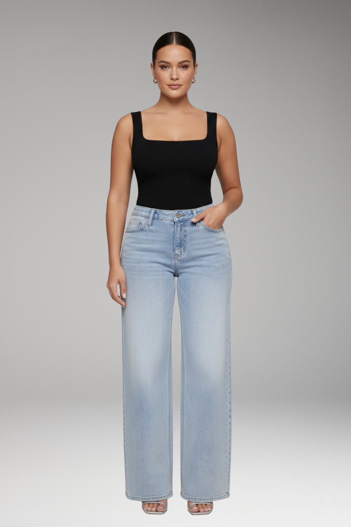 Women’s Jeans with Mid Rise and Wide Leg