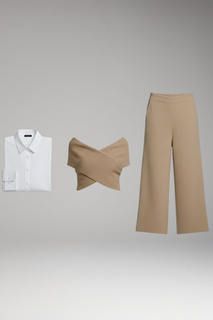 Women’s Knit Set with Cropped Jumper and Wide-Leg Trousers