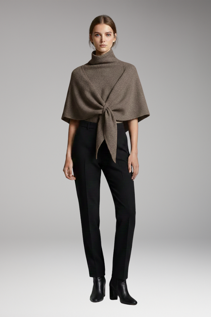 Women’s Knit Shawl with Even-Looking Surface and Draped Edges