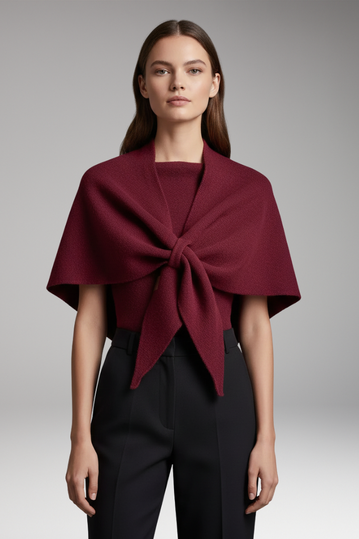 Women’s Knit Shawl with Even-Looking Surface and Draped Edges