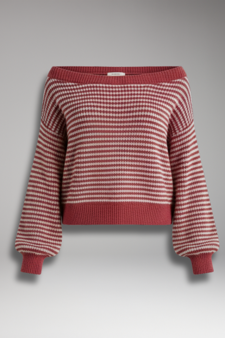 Women’s Knit Jumper with Drop-Shoulder and Lantern Sleeves