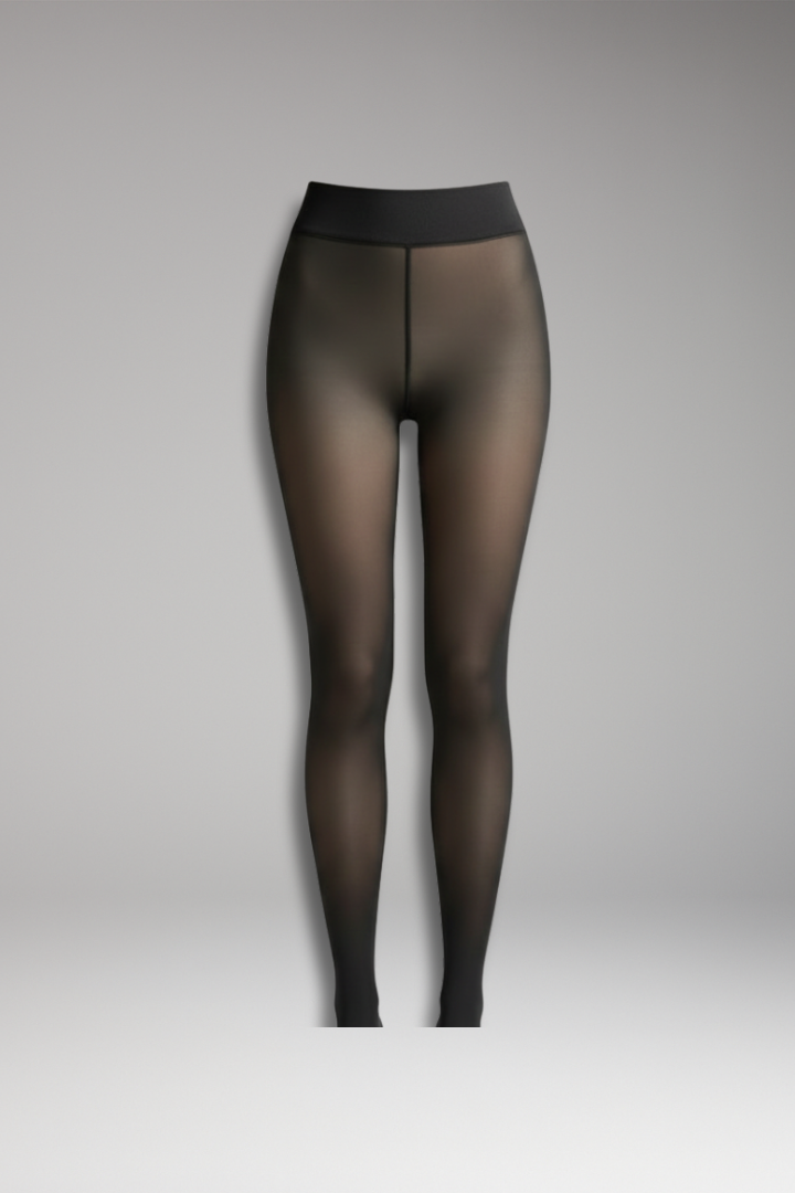 Women’s Leggings with Inner Layer and Knitted Outer Surface