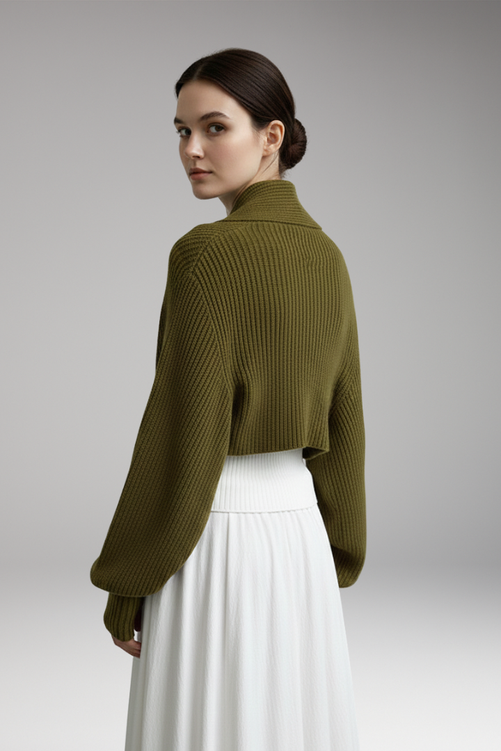 Women’s Open-Front Cardigan with Long Sleeves and Ribbed Texture