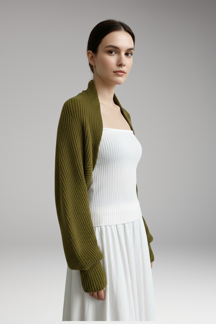 Women’s Open-Front Cardigan with Long Sleeves and Ribbed Texture