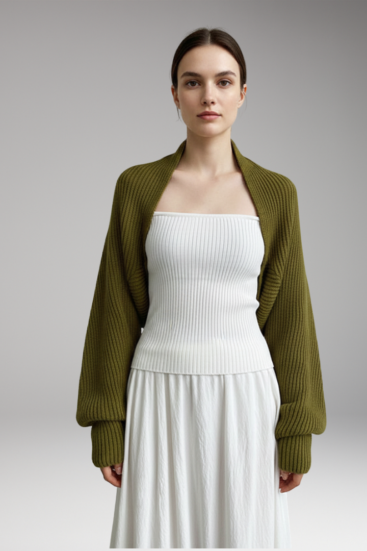 Women’s Open-Front Cardigan with Long Sleeves and Ribbed Texture