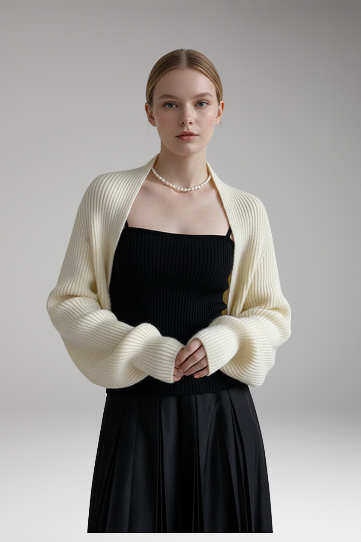 Women’s Open-Front Cardigan with Long Sleeves and Ribbed Texture