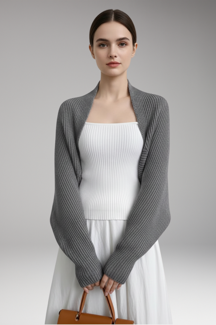 Women’s Open-Front Cardigan with Long Sleeves and Ribbed Texture