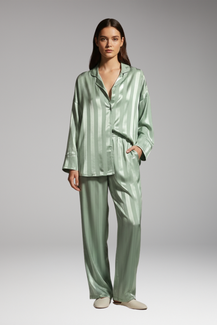 Women’s Pajama Set with Button Top and Elastic Waistband