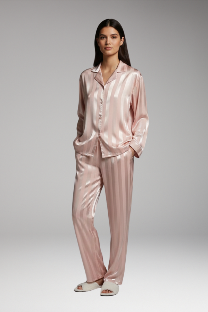 Women’s Pajama Set with Button Top and Elastic Waistband