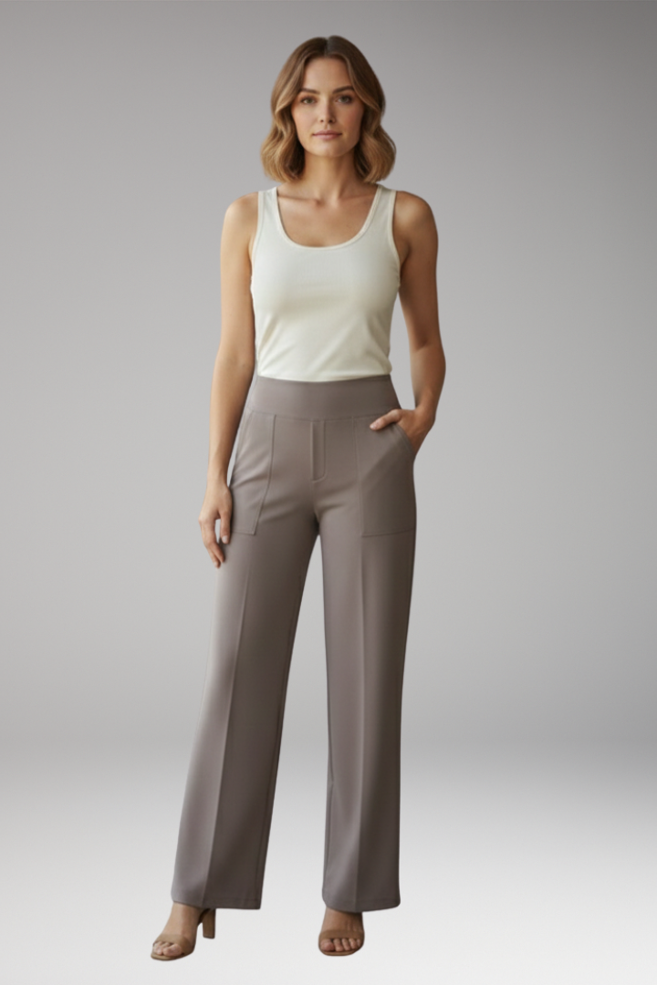 Women’s High-Waisted Trousers with Side Pockets
